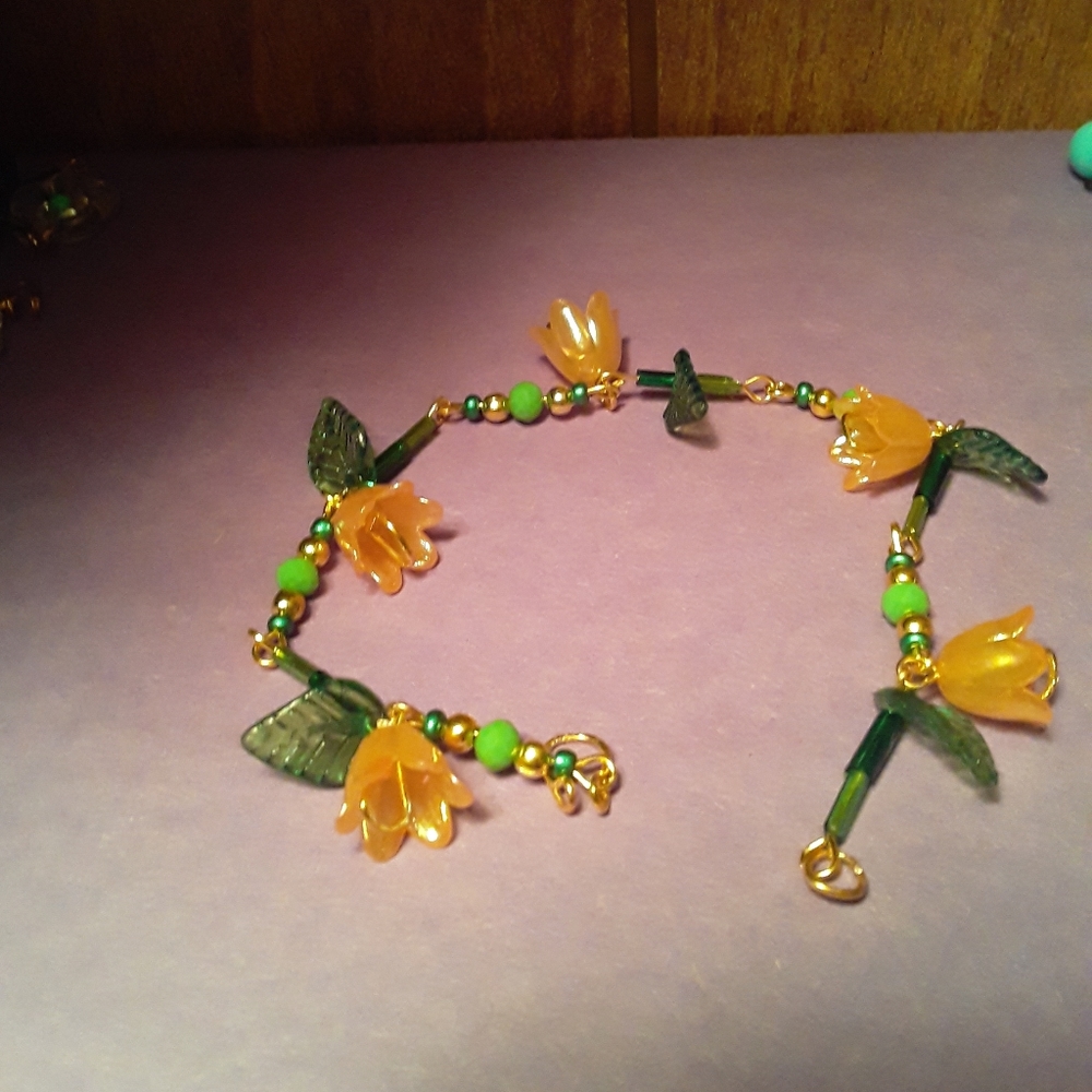 Handmade Orange Flower Bracelet